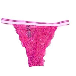 SAM EDELMAN NWT SMALL THONG PANTIES BRIGHT PINK STRIPED BAND